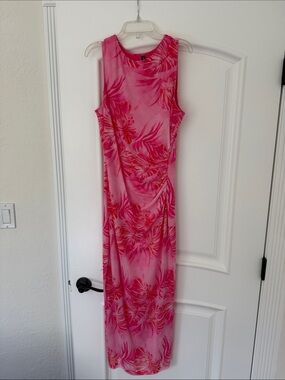 Sleeveless Pink Floral Print Maxi Dress